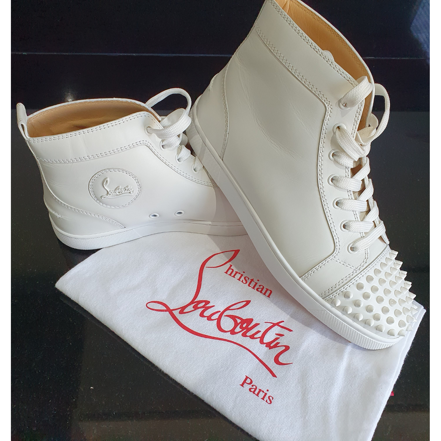 Louboutin white high deals top